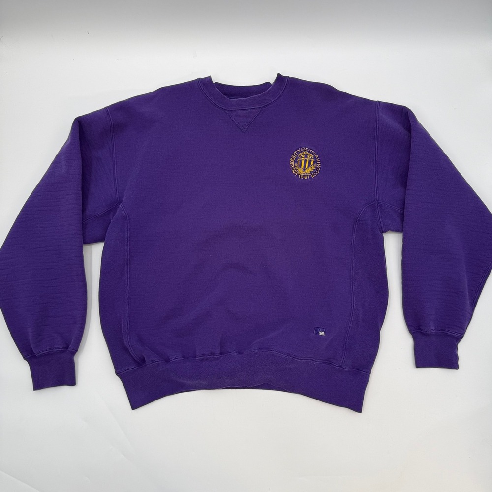 Russell Athletic Mens Large Sweatshirt Purple University Washington Pro Cotton